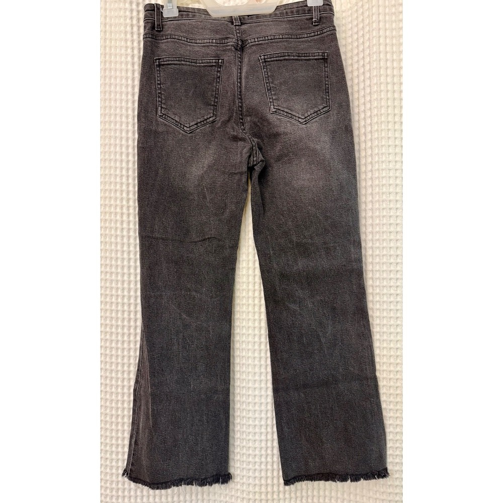 Ginanni Bini Black Distressed Jeans Straight Leg Frayed Hem Comfort Women's 27 - Picture 2 of 5